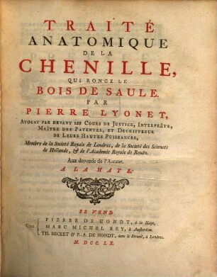 Traité anatomique de la chenille