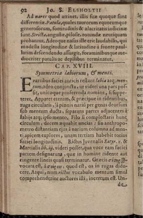 Cap. XVIII. Symmetria labiorum, & menti