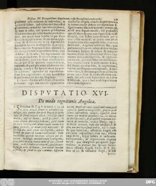Disputatio XVI. De modo cognitionis Angelicae.
