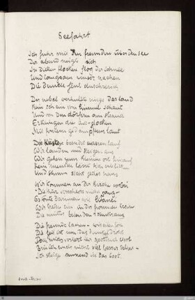 Seefahrt : [SW I: H4]; [SW I, S. 60/122-123]