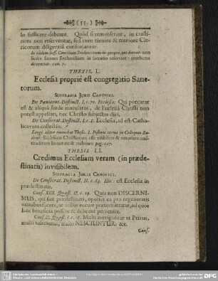Thesis L. Ecclesia proprie est congregatio Sanctorum