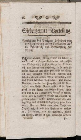 Siebenzehnte Vorlesung. Fortsetzung des Vorigen; [...].