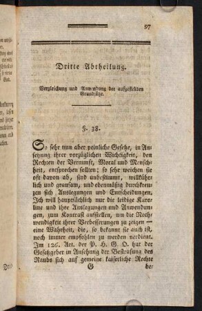97-120, Dritte Abtheilung. Vergleichung und Anwendung der aufgestellten Grundsätze.