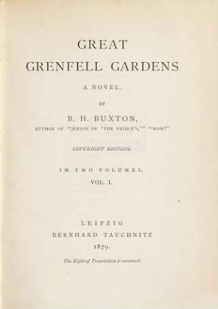 Great Grenfell gardens : a novel. 1