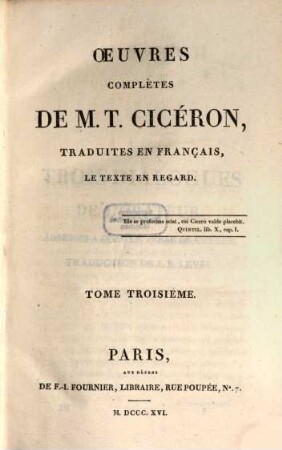 Oeuvres complètes de M. T. Cicéron, 3. Ouvrages de rhéthorique