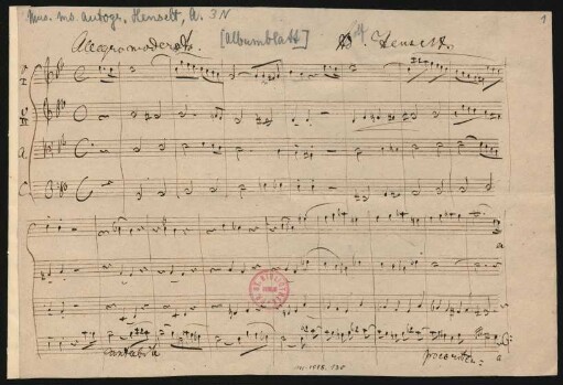 Quartette. Fragmente; vl (2), vla, vlc; g-Moll