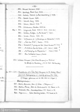 Nr. 531 - 644. Kondolenzen zum Tode Prof. Klemperers an Dr. Hadwig Klemperer