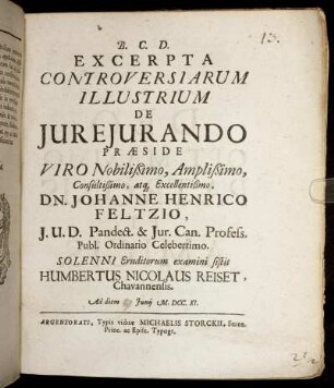 Excerpta Controversiarum Illustrium De Jurejurando
