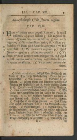 Anacephalaeosis de septem regibus. Cap. VIII