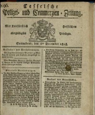 Nr. 96, Sonnabend, den 2ten December 1815