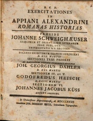 Exercitationes In Appiani Alexandrini Romanas Historias