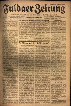 Erste Ausgabe vom Donnerstag, den 19. August 1926.