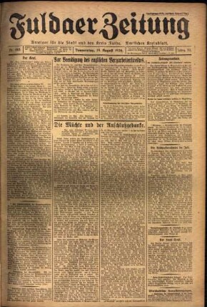 Erste Ausgabe vom Donnerstag, den 19. August 1926.