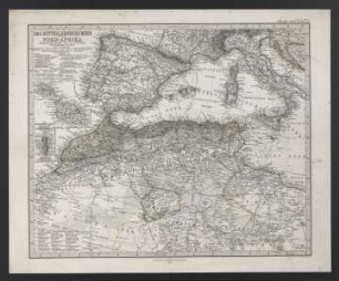 Das Mittelländische Meer Und Nord-Afrika : (Westliches Blatt)