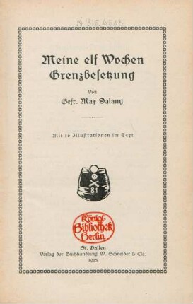 Meine elf Wochen Grenzbesetzung