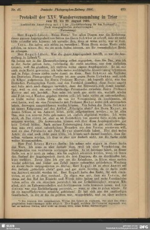 Protokoll der XXV. Wanderversammlung in Trier