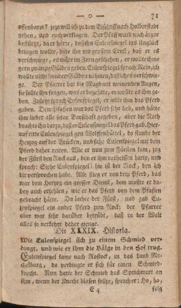 Die XXXIX. Historia