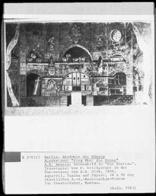 Bühnenbild zu "Die Ahnfrau", Trauerspiel von F. Grillparzer in der Übersetzung von A. A. Blok