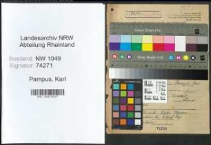 Entnazifizierung Karl Pampus , geb. 31.07.1913 (Wachtmeister)