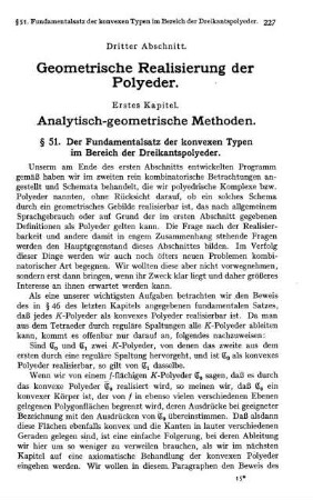 § 51. Der Fundamentalsatz der konvexen Typen im Bereich der Dreikantspolyeder.