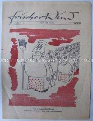 Erste Ausgabe der Satirezeitschrift "Frischer Wind" u.a. zum Nürnberger Kriegsverbrecherprozess