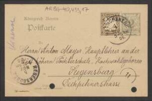 Brief von Joseph Kränzle an Anton Mayer