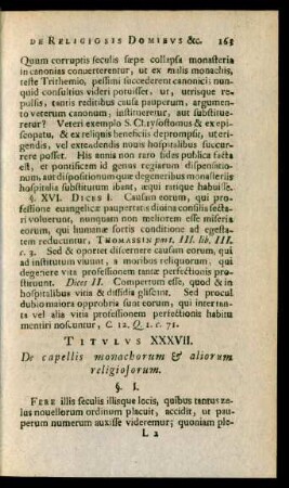 Titulus XXXVII. De capellis monachorum & aliorum religiosorum.