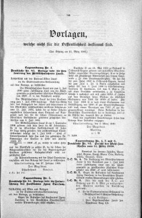 Vorlagen welche nicht für die Oeffentlichkeit bestimmt sind., 21. März 1900
