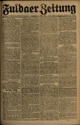 Erste Ausgabe vom Samstag, den 31. Mai 1919.