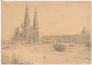 Berliner Dom: Perspektivische Ansicht vom Lustgarten aus