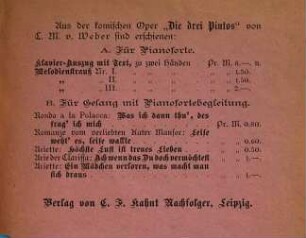 Die drei Pintos : komische Oper in drei Aufzügen