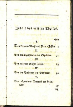 Inhalt des dritten Theiles