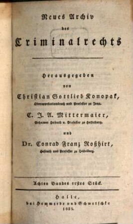 Neues Archiv des Criminalrechts. 8, 8. 1825