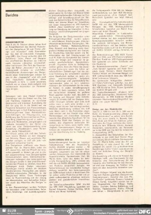 Designforum ’84 : Berichte
