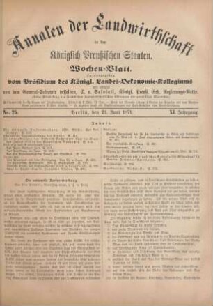 No. 25. Berlin, den 21. Juni 1871. XI. Jahrgang.