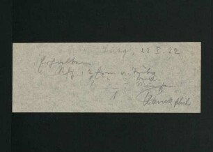 Notiz 23.01.1922