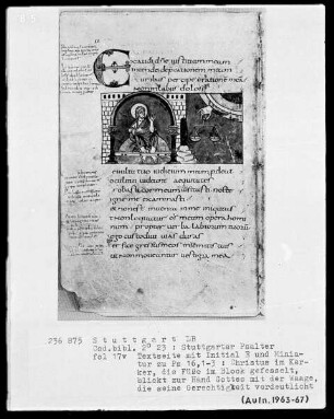 Der Stuttgarter Bibelpsalter — Himmlische und irdische Gerechtigkeit, Folio 17verso