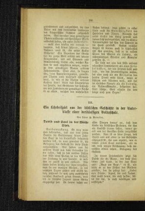 ¬Ein¬ Lehrbeispiel aus der biblischen Geschichte in der Unterklasse einer dreiklassigen Volksschule