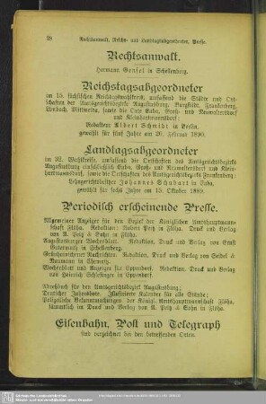 Rechtsanwalt, Reichs- und Landtagsabgeordneter, Presse