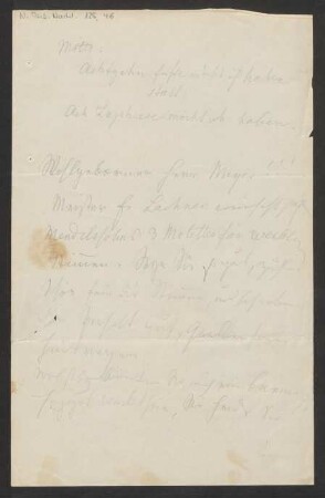 "Meister Franz Lachner wünscht sich Mendelssohns 3 Motetten ..."