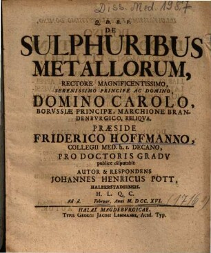 De Sulphuribus Metallorum