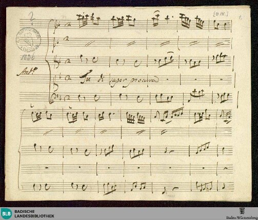 L' Olimpiade. Excerpts - Mus. Hs. 1036 : S, vl (2), vla, b