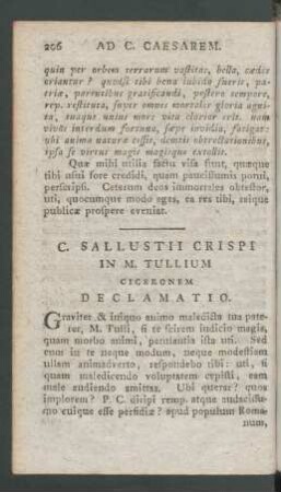 C. Sallustii Crispi In M. Tullium Ciceronem Declamatio