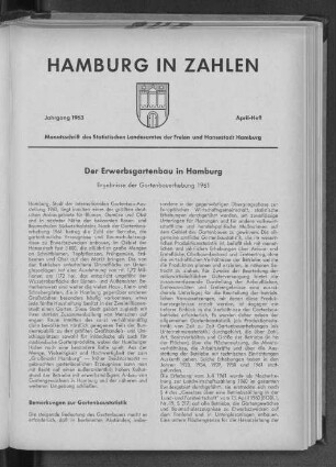 Der Erwerbsgartenbau in Hamburg : Ergebnisse der Gartenbauerhebung 1961