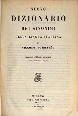 Nuovo dizionario dei sinonimi della lingua italiana, I