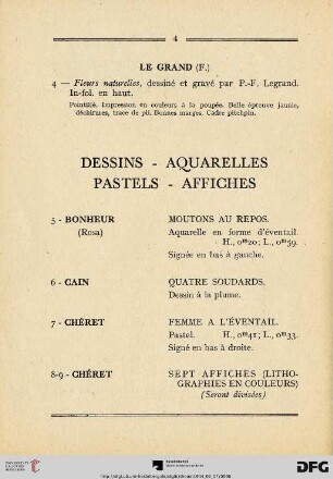 Dessins - Aquarells - Pastels - Affiches (Nr. 5-43)
