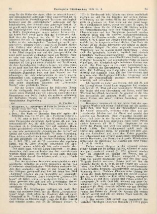 83-85 [Rezension] Mingana, A., Apocalypse of Peter (in Bulletin of the John Rylands Library XIII - XIV)