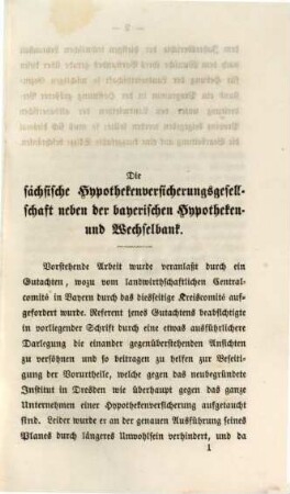 Die sächsische Hypotheken-Versicherungs-Gesellschaft neben der bayerischen Hypotheken- u. Wechselbank : Programm