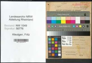 Entnazifizierung Fritz Kleutgen , geb. 20.03.1906 (Kaufmann)