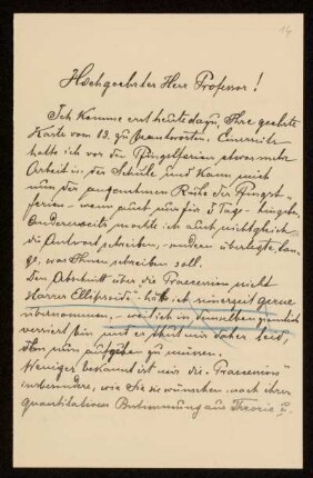 Nr. 14 Brief von Samuel Oppenheim an Karl Schwarzschild. Karolinenthal, 24.5.1901